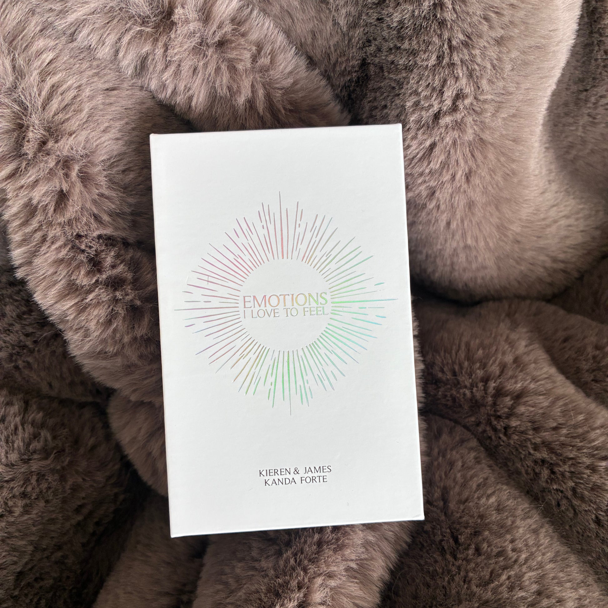 Affirmation card deck UK - front view, on a fluffy brown blanket