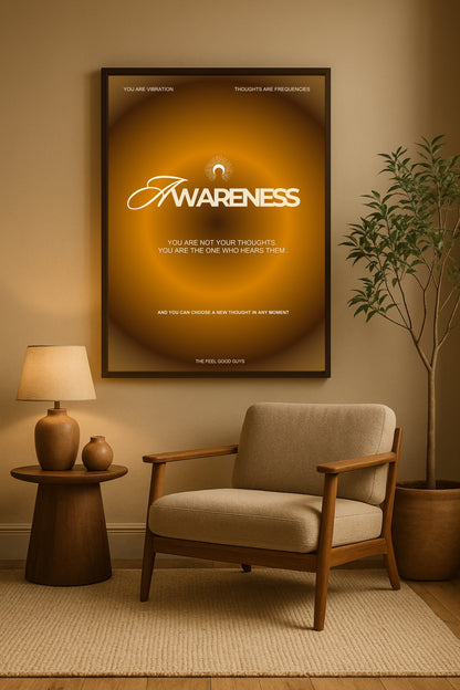 “Awareness” Mindfulness Wall Art - Framed Print